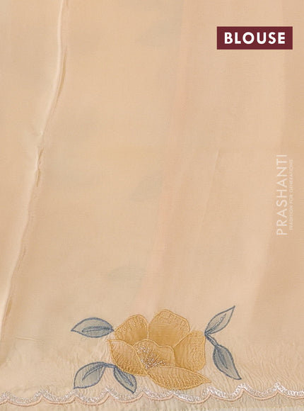 Pale Yellow Pure Organza Saree - Embroidery