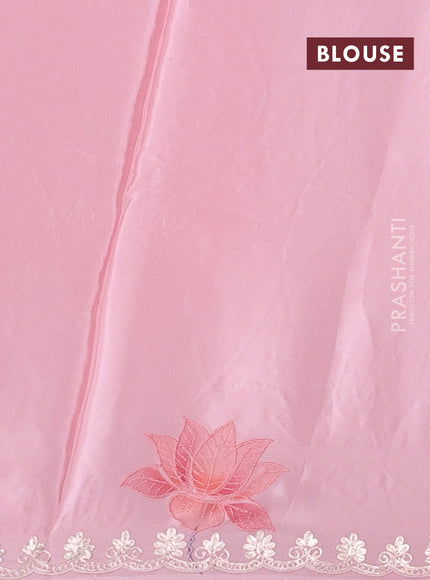 Pink Pure Organza Saree - Embroidery