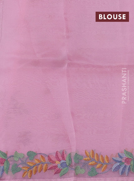 Pink Pure Organza Saree - Embroidery