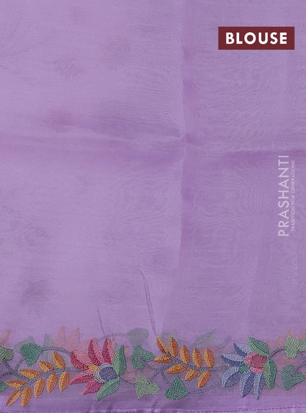 Lavender Pure Organza Saree - Embroidery