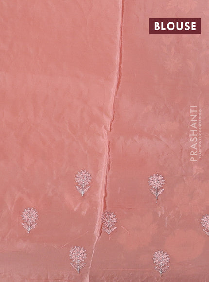 Peach Pure Organza Saree - Embroidery