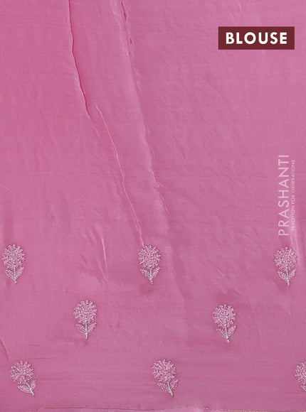 Pink Pure Organza Saree - Embroidery