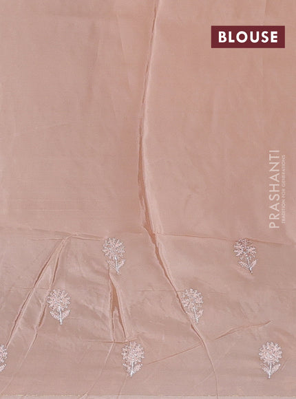 Peach Pure Organza Saree - Embroidery