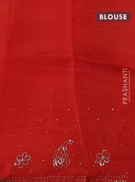 Orange Pure Organza Saree - Embroidery