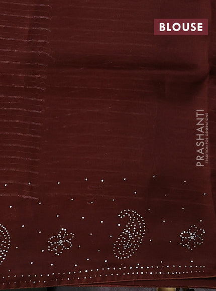 Brown Pure Organza Saree - Embroidery