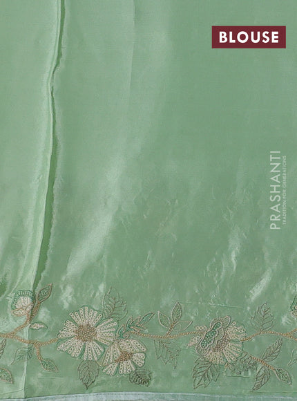 Pista Green Pure Organza Saree - Embroidery