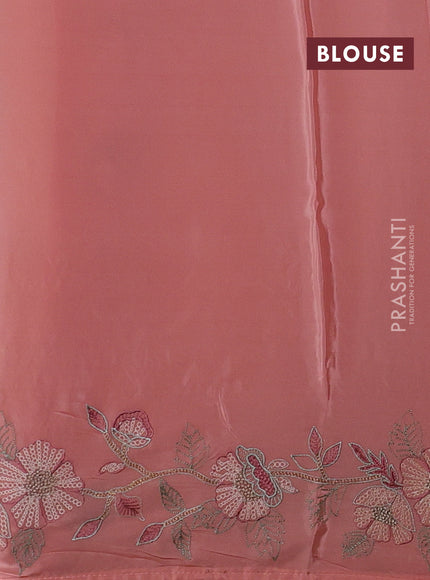 Peach Pure Organza Saree - Embroidery