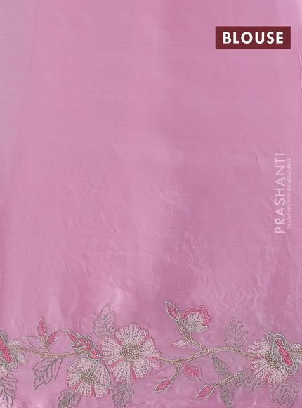 Pink Pure Organza Saree - Embroidery