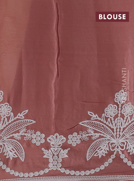 Off White  & Peach Pure Organza Saree - Embroidery