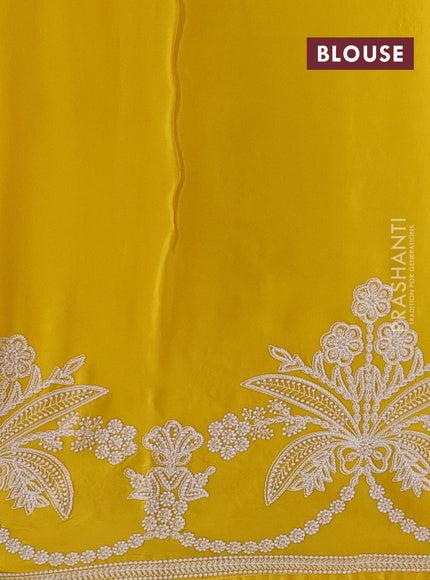 Off White & Yellow Pure Organza Saree - Embroidery