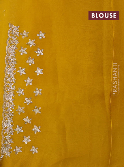 Yellow Pure Organza Saree - Embroidery