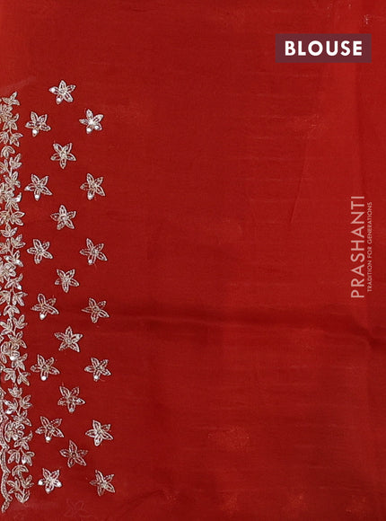 Orange Pure Organza Saree - Embroidery
