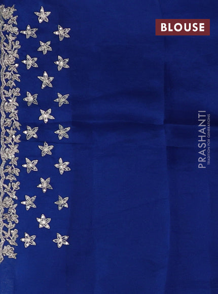 Blue Pure Organza Saree - Embroidery