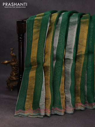 Green Pure Organza Saree - Embroidery