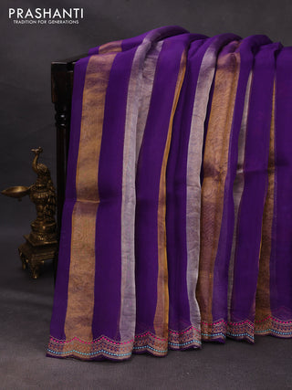 Violet Pure Organza Saree - Embroidery