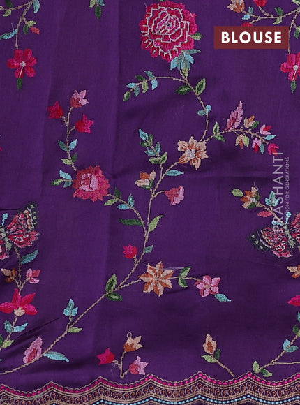 Violet Pure Organza Saree - Embroidery