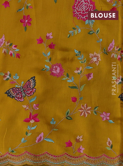 Mustard Yellow Pure Organza Saree - Embroidery