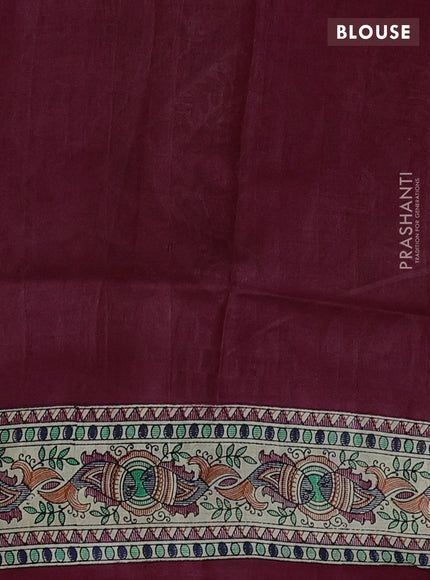 Maroon & Beige Madhubani Printed Silk Saree