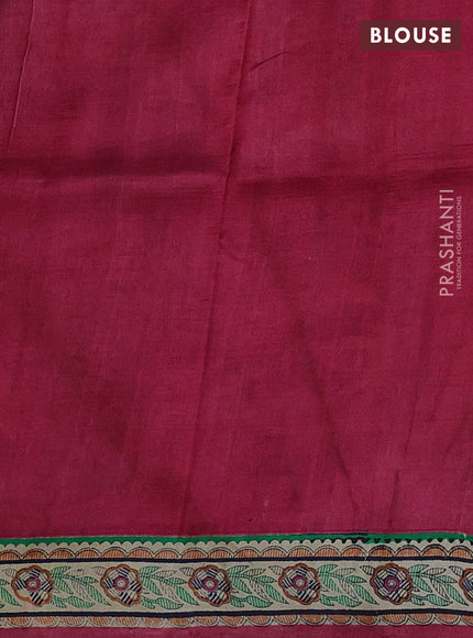 Pink & Beige Madhubani Printed Silk Saree