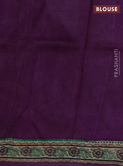 Purple & Beige Madhubani Printed Silk Saree