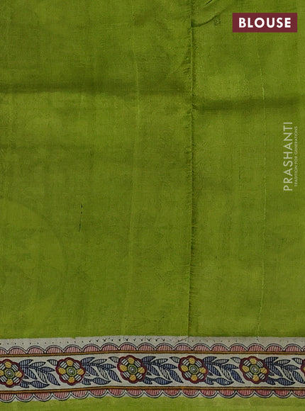Green & Beige Madhubani Printed Silk Saree