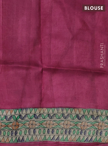 Pink & Beige Madhubani Printed Silk Saree