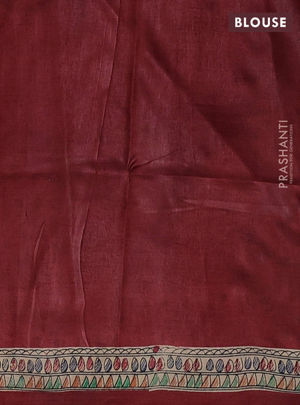 Red & Beige Madhubani Printed Silk Saree