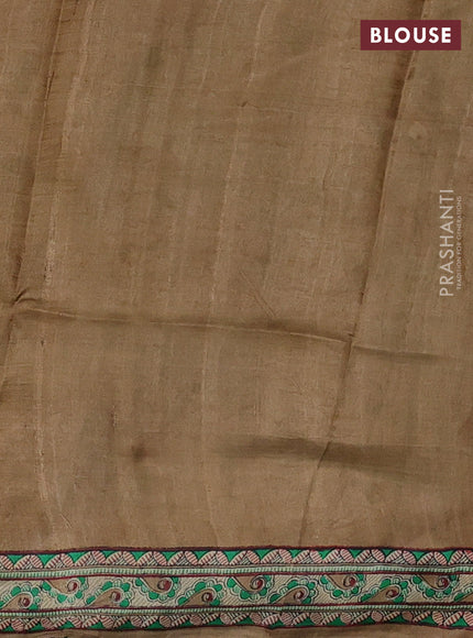 Beige & Cream Madhubani Printed Silk Saree