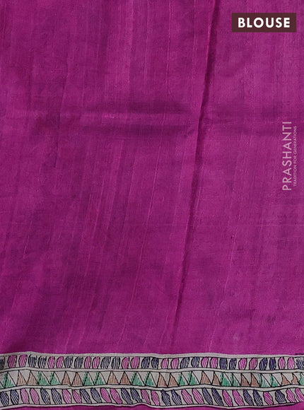Pink & Beige Madhubani Printed Silk Saree