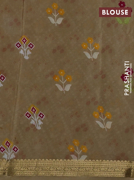 Beige Pure Mysore Silk - Digital Prints