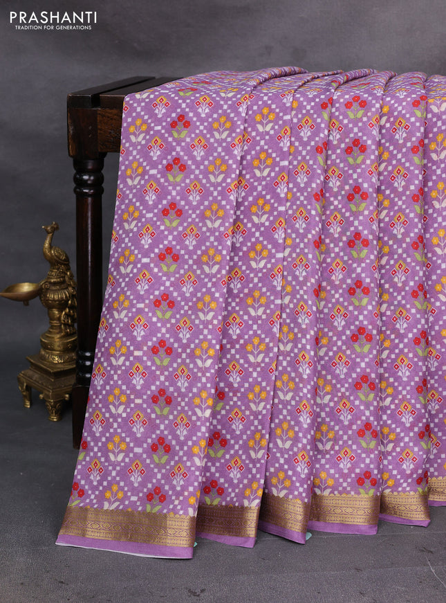 Pastel Purple Pure Mysore Silk - Digital Prints