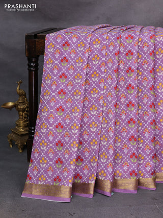 Pastel Purple Pure Mysore Silk - Digital Prints