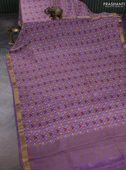Pastel Purple Pure Mysore Silk - Digital Prints