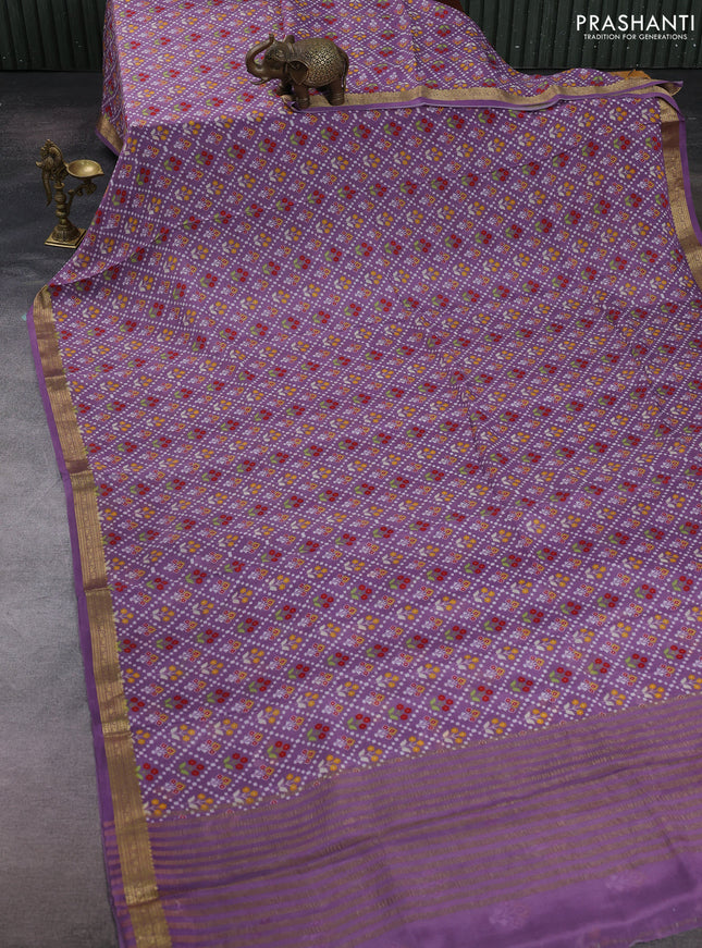 Pastel Purple Pure Mysore Silk - Digital Prints