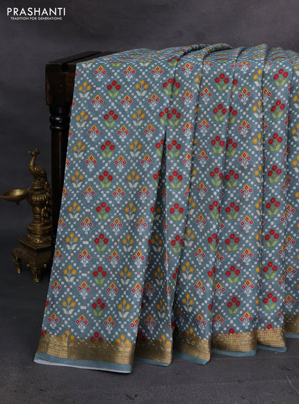 Grey Pure Mysore Silk - Digital Prints