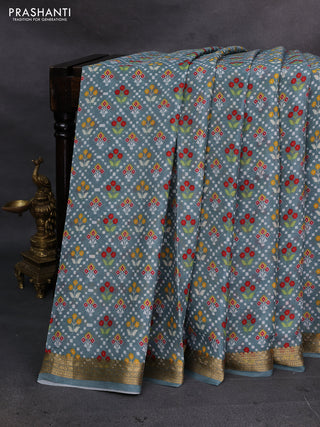 Grey Pure Mysore Silk - Digital Prints