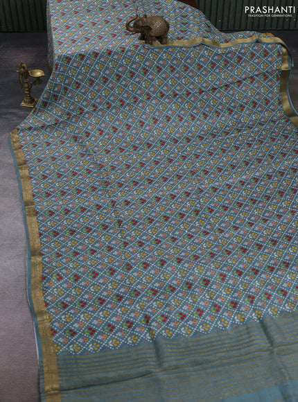 Grey Pure Mysore Silk - Digital Prints