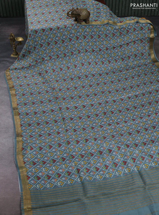 Grey Pure Mysore Silk - Digital Prints