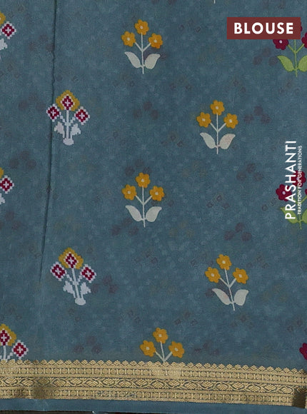 Grey Pure Mysore Silk - Digital Prints