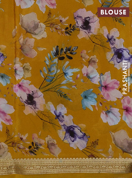 Mustard Yellow Pure Mysore Silk - Digital Prints