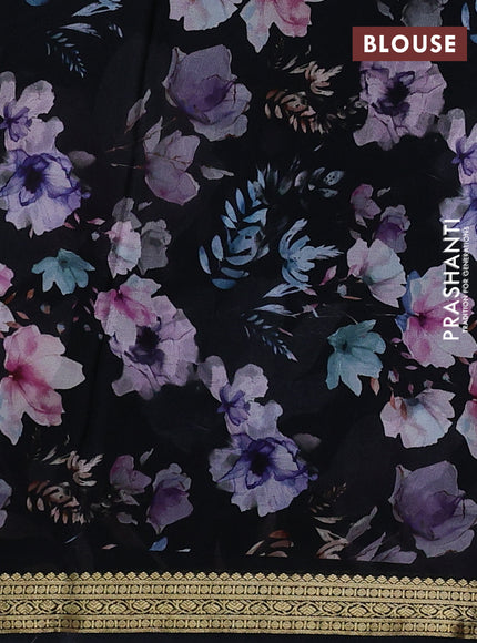 Black Pure Mysore Silk - Digital Prints