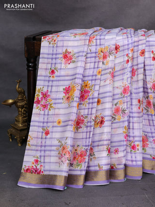 Pastel Violet Pure Mysore Silk - Digital Prints