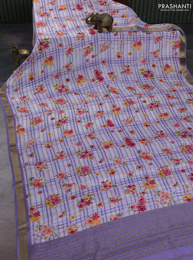 Pastel Violet Pure Mysore Silk - Digital Prints