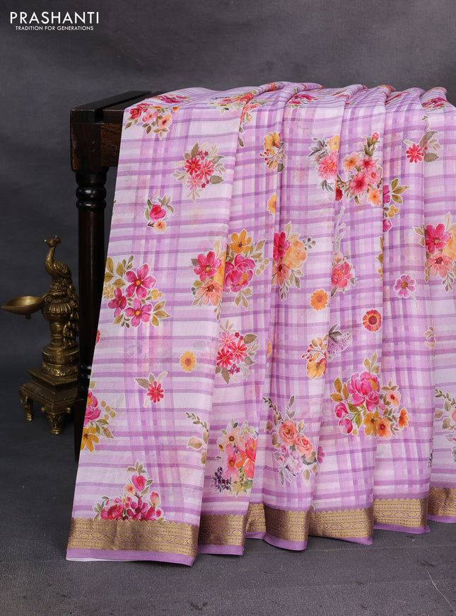 Lavender  Pure Mysore Silk - Digital Prints