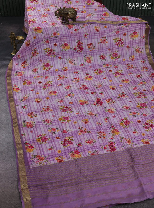 Lavender  Pure Mysore Silk - Digital Prints