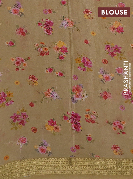 Multi Colour & Beige Pure Mysore Silk - Digital Prints