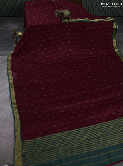 Maroon & Green Pure Mysore Silk - Digital Prints