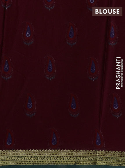 Maroon & Green Pure Mysore Silk - Digital Prints