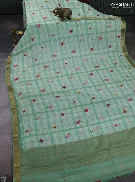 Pastel Green Pure Mysore Silk - Digital Prints