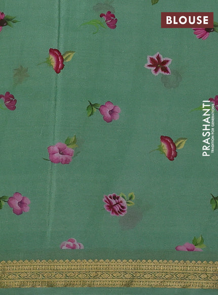 Pastel Green Pure Mysore Silk - Digital Prints